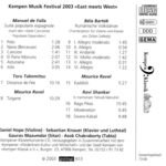 „East meets West“ mit D. Hope, S. Knauer, G. Mazumdar, A. Chakraborty (2003, Rückseite)