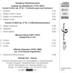 Alfredo Perl (Klavier): Werke von Beethoven, Ravel, Ginastera (2002, Rückseite)