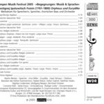 Concerto Köln u.a.: J.I. Fomin, Orpheus und Eurydike (2005, Rückseite)