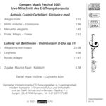 Concerto Köln & Daniel Hope (Violine): Kempen Musik Festival 2001 (Rückseite)
